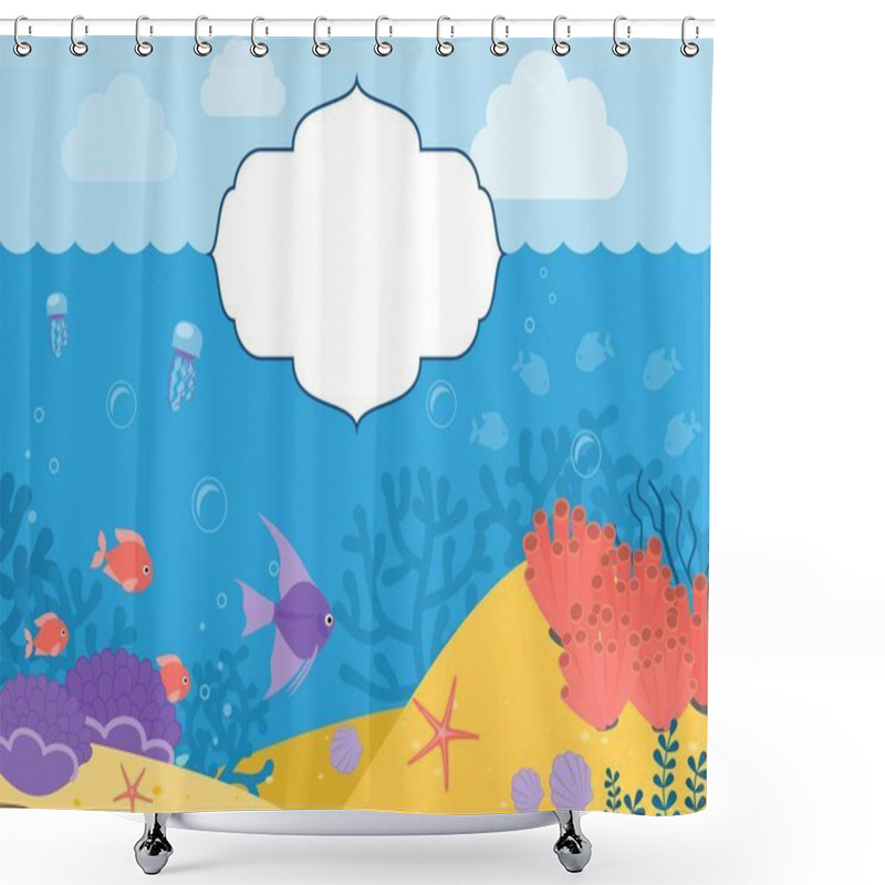 Personality  Underwater Background. Background With Marine Animals. Shower Curtains