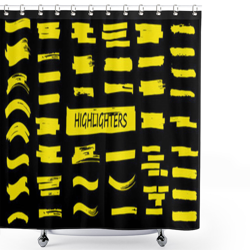 Personality  Highlighters Set. Vector Brush Lines Shower Curtains