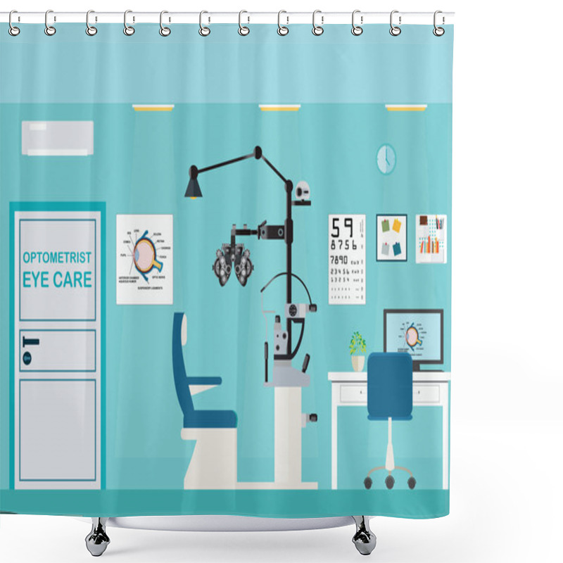 Personality  Ophthalmologist Interior Office With Phoropter. Shower Curtains