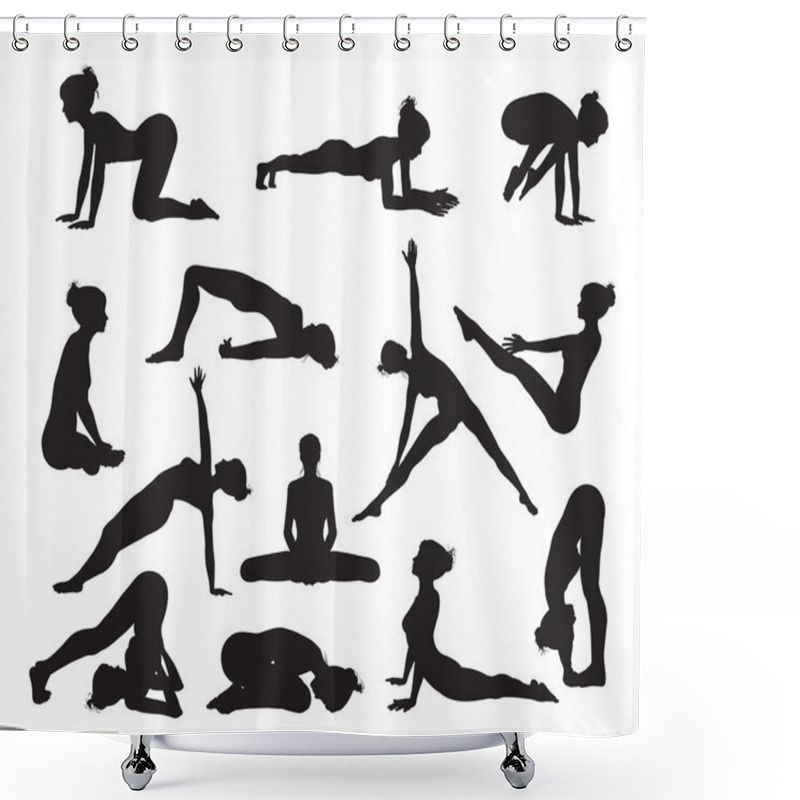 Personality  Silhouette Yoga Poses Shower Curtains