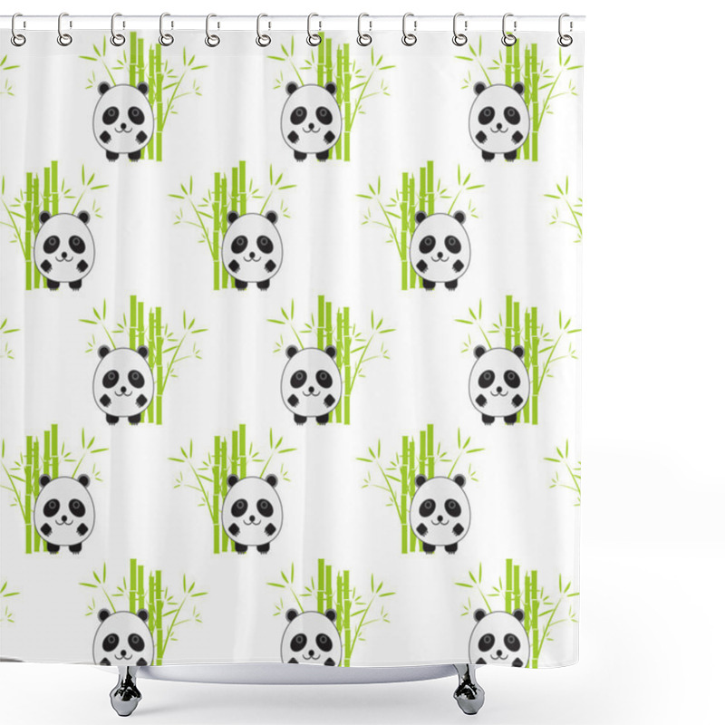 Personality  Seamless Background With Cartoon Panda Illustration. Panda And B Shower Curtains