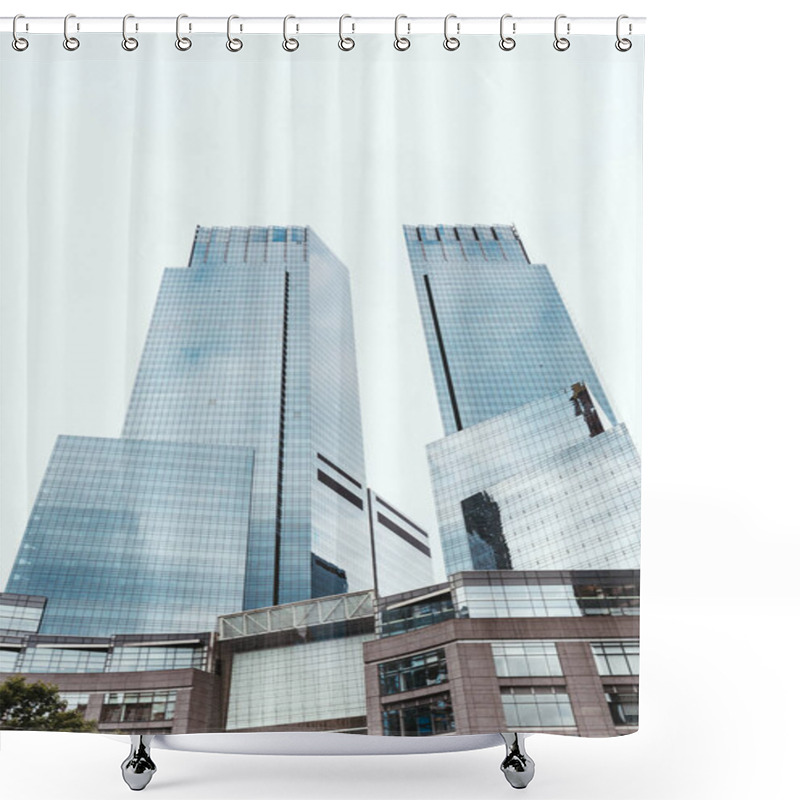 Personality  Low Angle View Of Skyscrapers And Clear Sky In New York City, Usa Shower Curtains