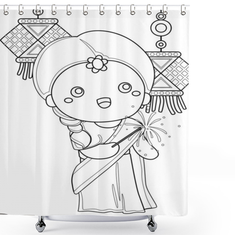 Personality  Diwali India Deepavali Traditional Costume Fashion Culture Kids Girl Couple Holiday Celebration Cartoon Coloring Activity For Kids And Adult Shower Curtains