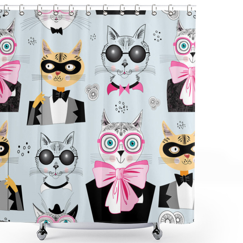 Personality  Pattern Cats Hipsters Shower Curtains