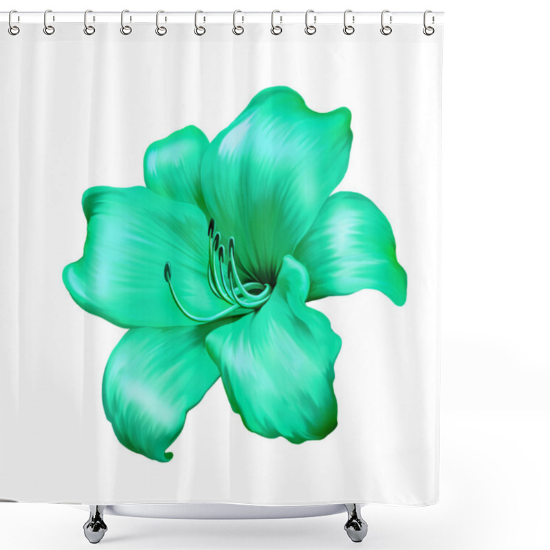 Personality  Green Lily Flower Shower Curtains