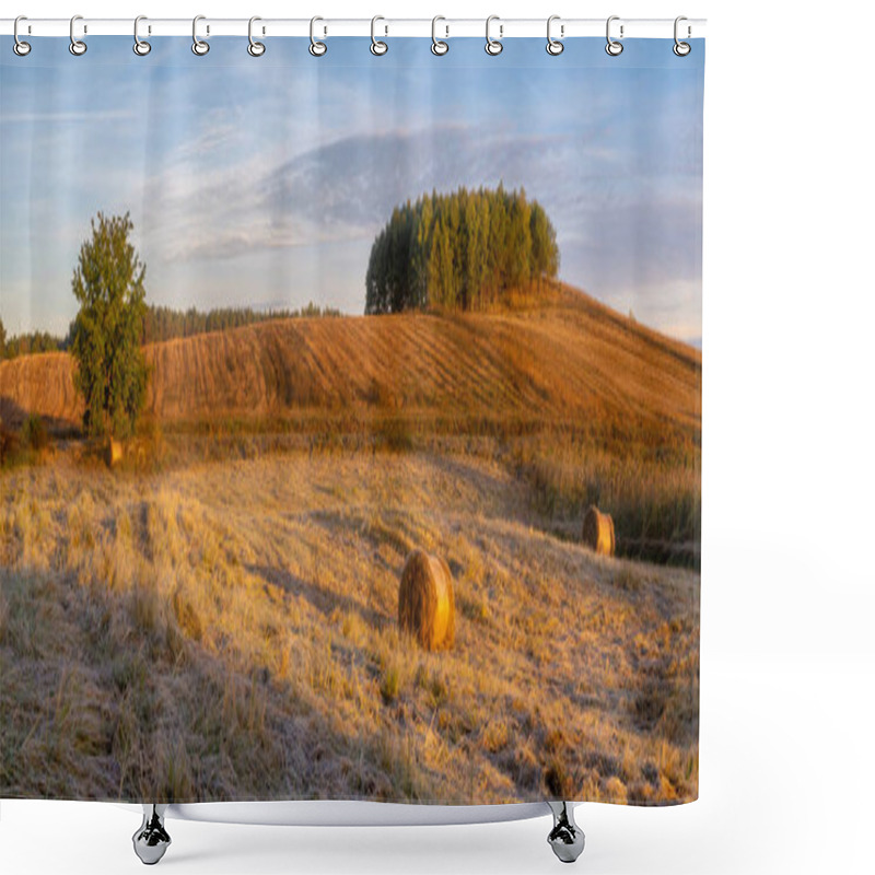 Personality  Scenic View Of Fields And Meadows At Sunny Morning Shower Curtains