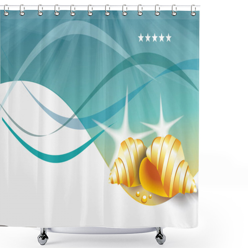 Personality  Summer Holidays Illustration - Sea Inhabitants On A Beach, Card Shower Curtains