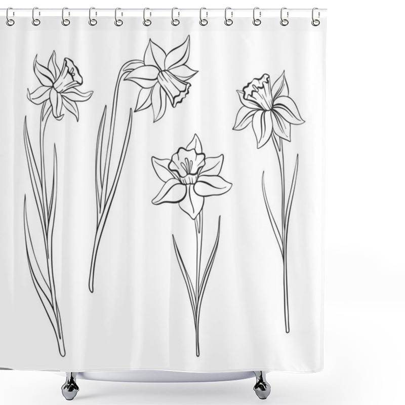 Personality  Vector Drawing Flowers Shower Curtains