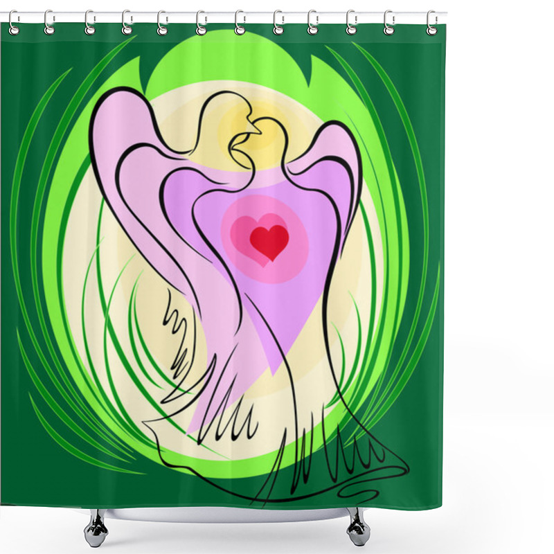 Personality  Love And Pigeons Shower Curtains