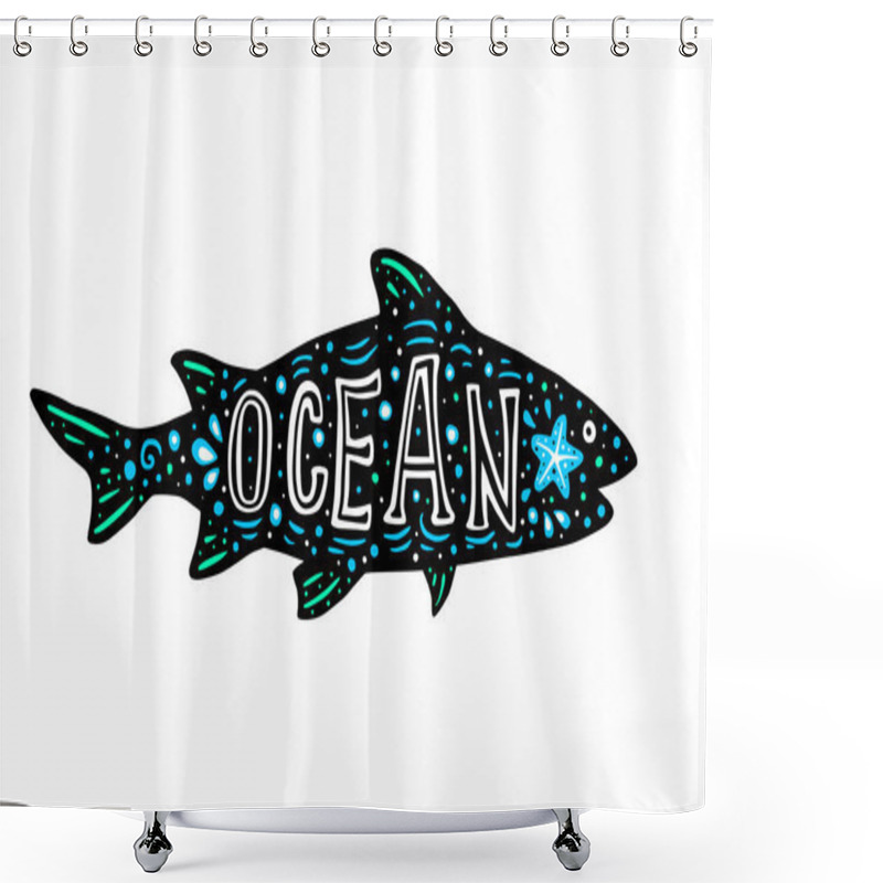 Personality  Black Silhouette Of Shark Shower Curtains