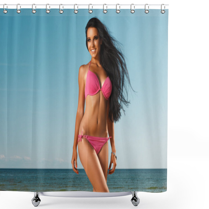 Personality  Girl On The Beach Shower Curtains