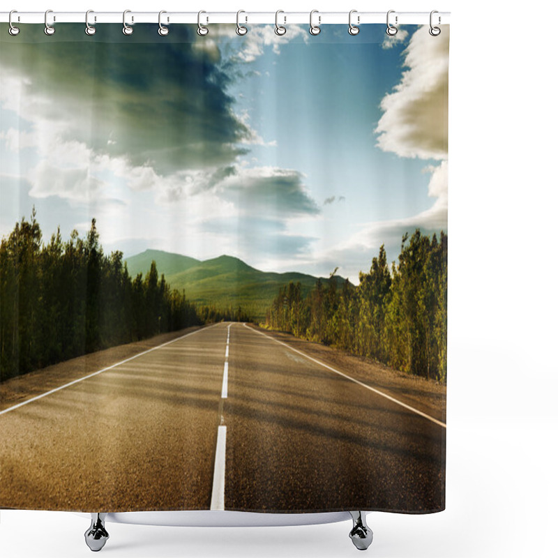 Personality  Sunset On The Road Shower Curtains