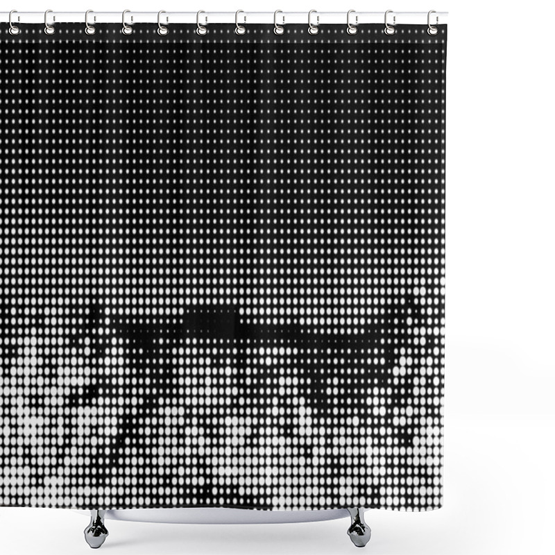 Personality  Monochrome Abstract Background. Black And White Pattern. Halftone Texture. Shower Curtains