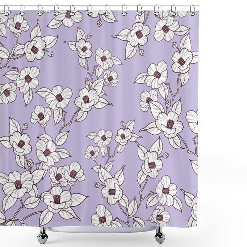 Personality  Monochrome Hand-painted Daisies And Foliage On Peach Pink Background Vector Seamless Patters. Spring Summer Floral Print Shower Curtains