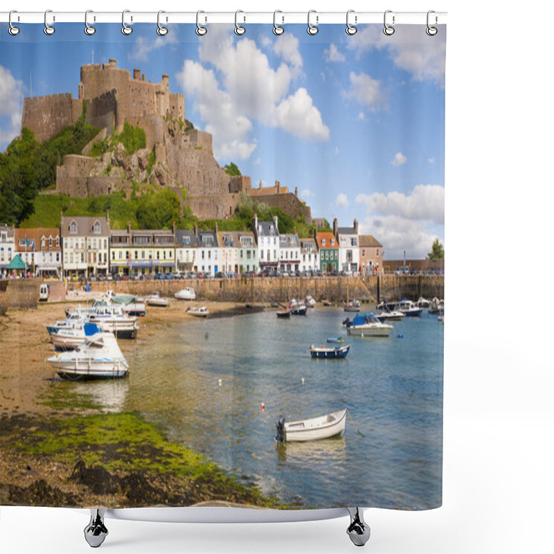 Personality  Gorey And Mont Orgueil Castle In Jersey Shower Curtains