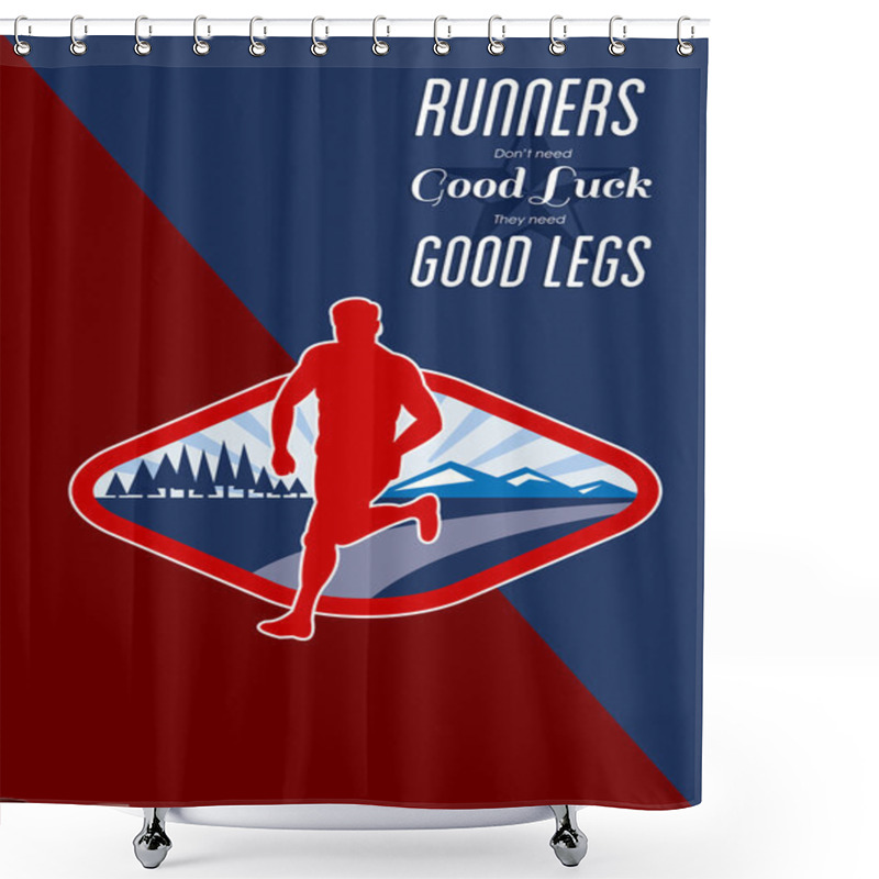 Personality  Cross Country Runner Retro Poster Shower Curtains