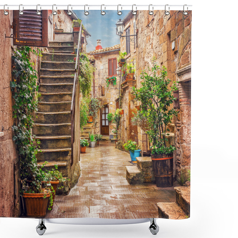 Personality  Alley In Old Town Pitigliano Tuscany Italy Shower Curtains