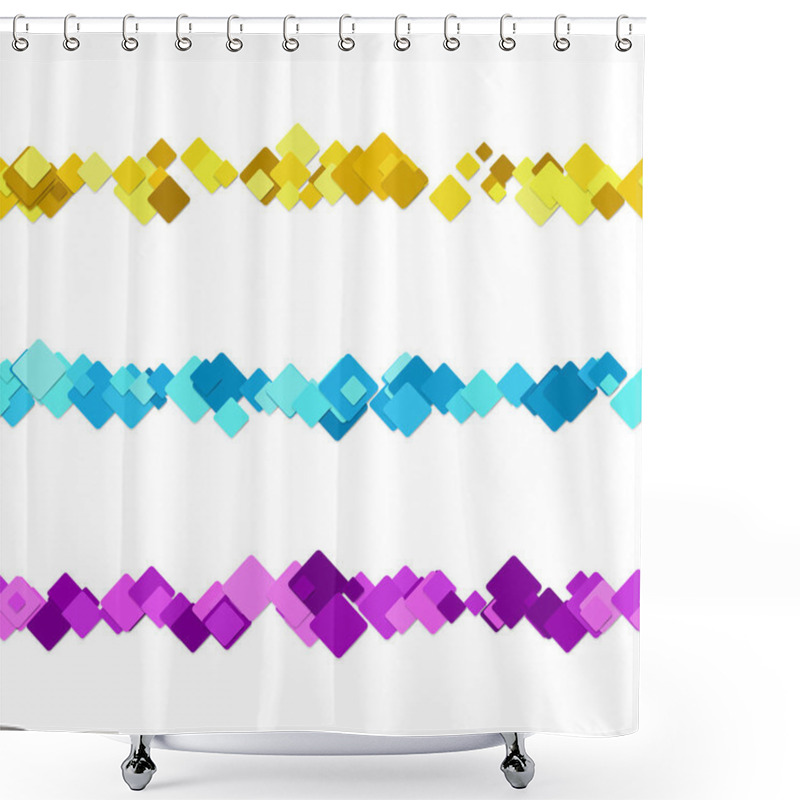 Personality  Repeatable Square Pattern Paragraph Separator Line Design Set - Vector Elements From Colored Diagonal Rounded Squares Shower Curtains