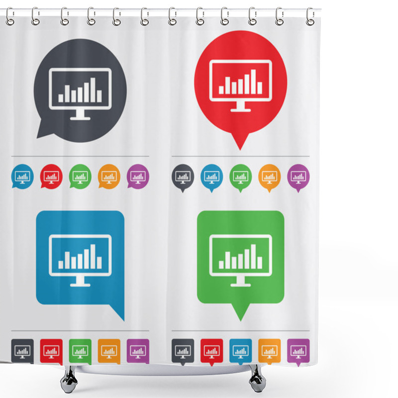 Personality  Computer Monitor Sign Icon. Market Monitoring. Shower Curtains