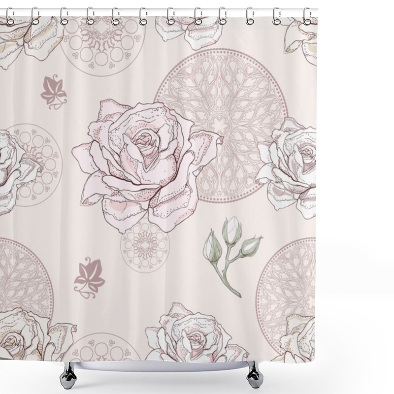 Personality  Rose Seamless Pattern Shower Curtains