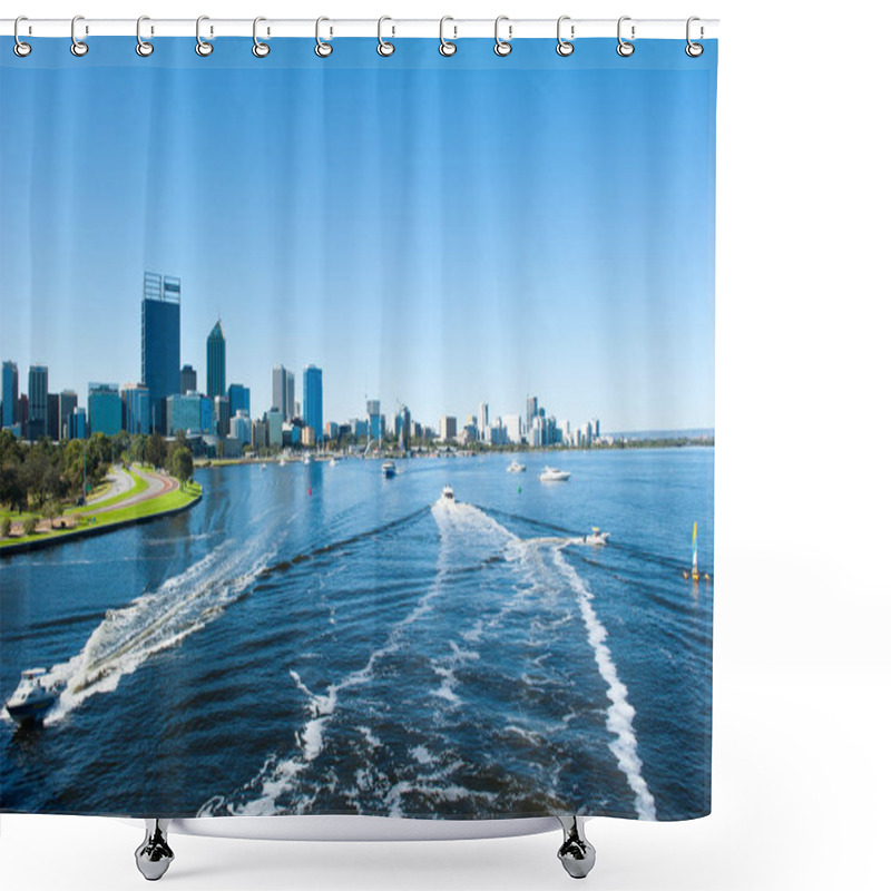 Personality  Skyline Perth Australia Sailing Boats Swan River Shower Curtains