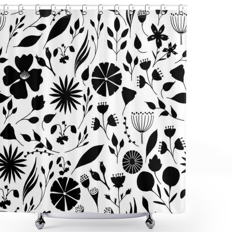 Personality  Doodle Flowers Seamless Pattern.  Shower Curtains