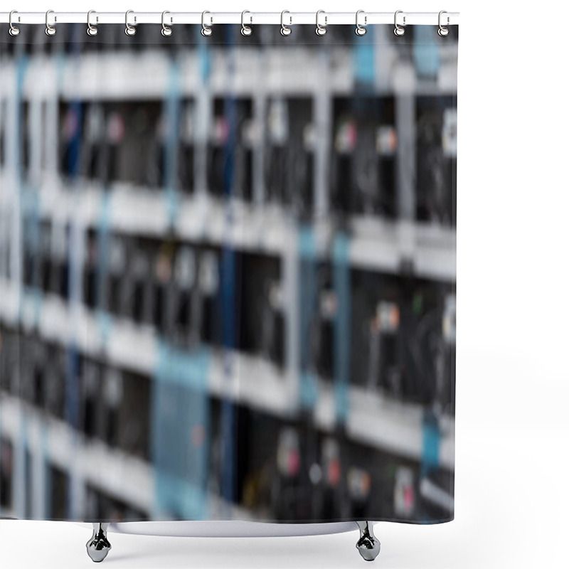 Personality  Blurred Shot Of Cryptocurrency Mining Farm Shower Curtains