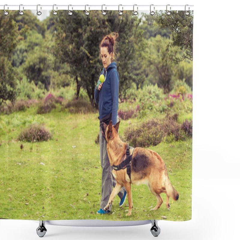 Personality  Dog Walking Training Shower Curtains