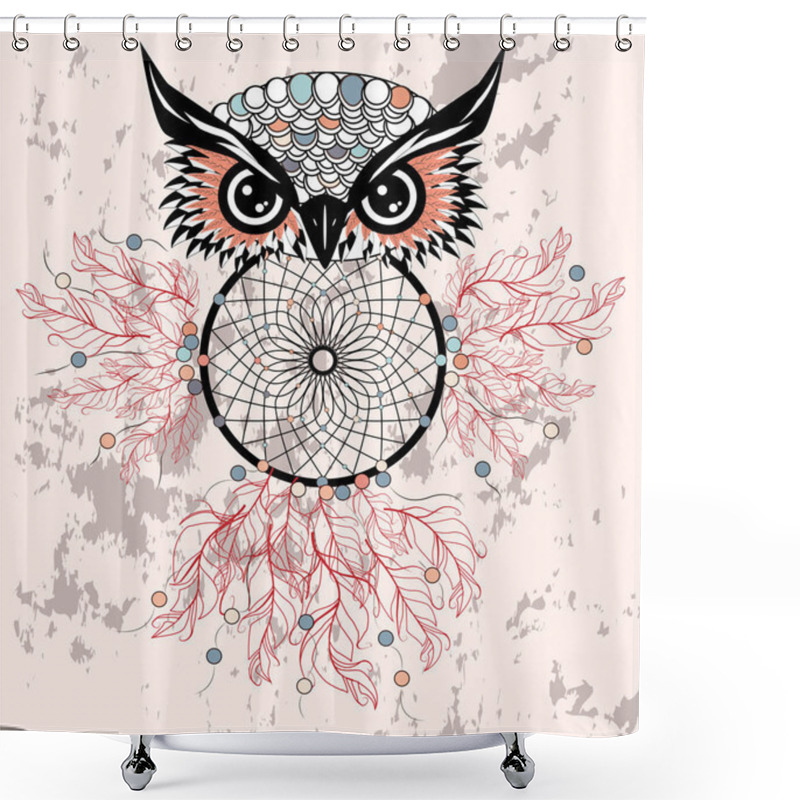 Personality  Dreamcatcher With Owl. American Indians Symbol. Shower Curtains