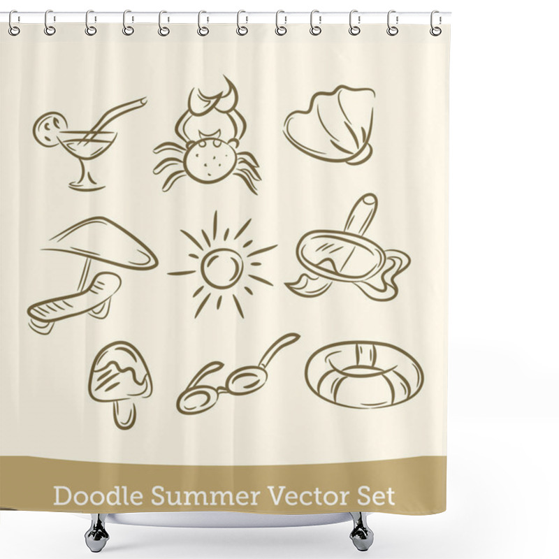 Personality  Doodle Summer Set Shower Curtains