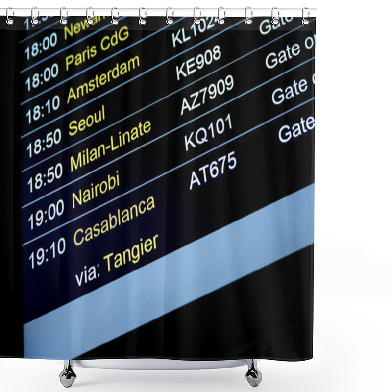 Personality  Departures Flight Information Schedule In International Airport Shower Curtains