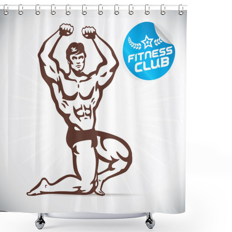 Personality  Attractive Bodybuilder Illustration Shower Curtains