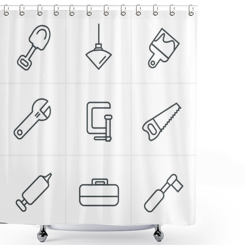 Personality  Line Icons Style Basic - Tools And Construction Icons Shower Curtains