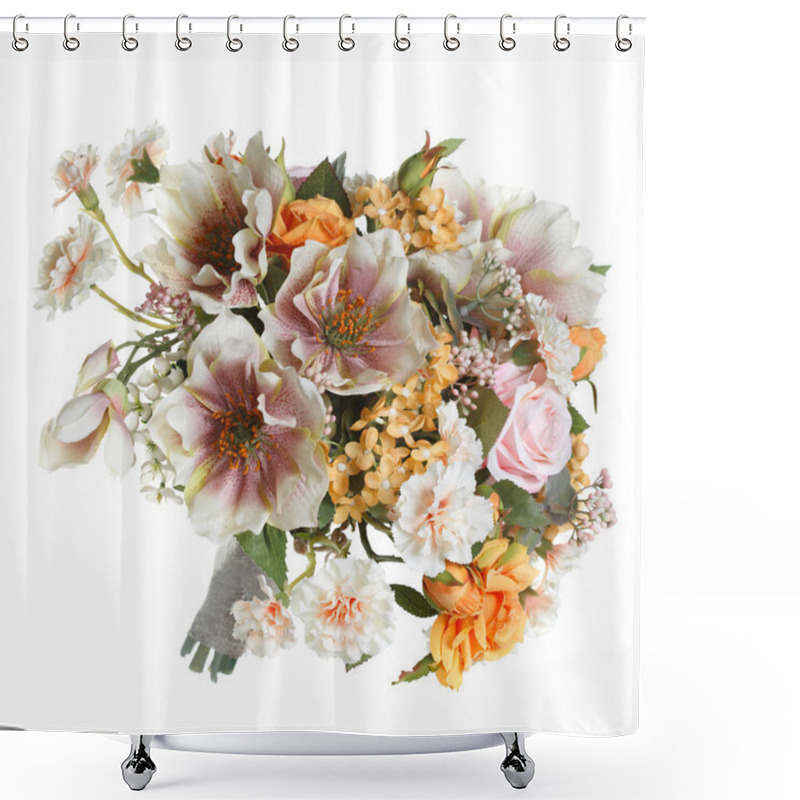 Personality  Beautiful Bouquet In Gentle Tones Isolated On White Background. Shower Curtains