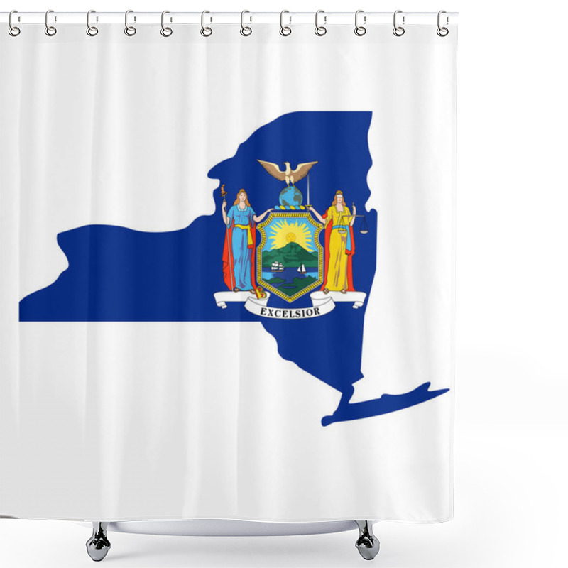 Personality  New York Ny State Flag In Map Shape Silhouette Shower Curtains