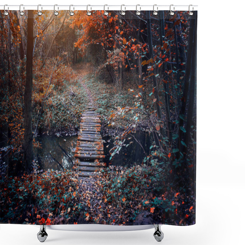 Personality  Old Bridge In The Autumn Shower Curtains