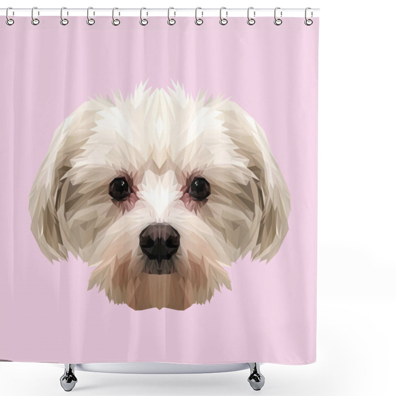 Personality  Maltese Dog Animal Low Poly Design Shower Curtains