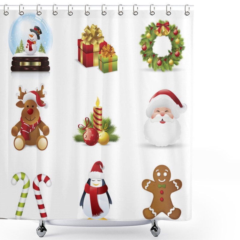 Personality  Christmas Icons Set Shower Curtains