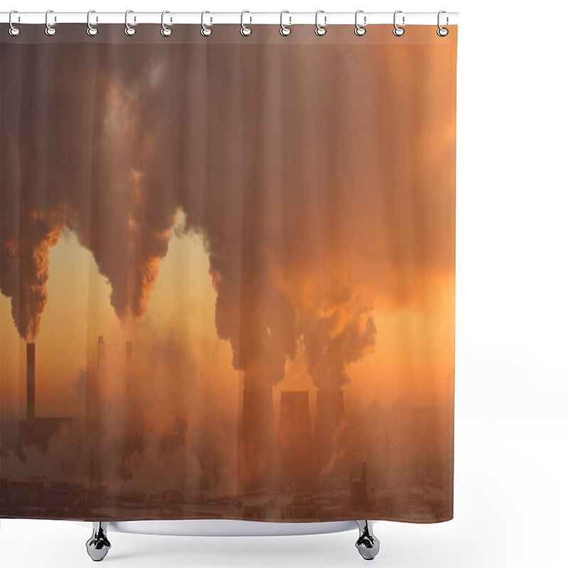 Personality  Polluting Factory At Dawn Shower Curtains