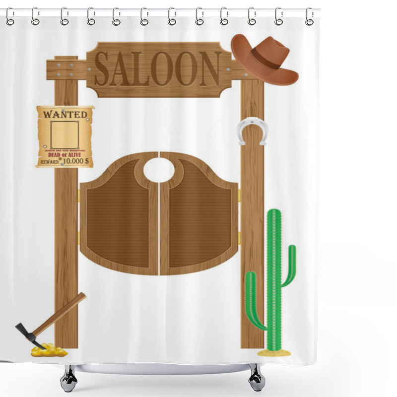 Personality  Doors In Western Saloon Wild West Vector Illustration Shower Curtains