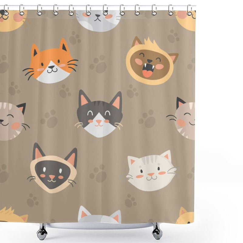 Personality  Seamless Hipster Cats Pattern Background Shower Curtains