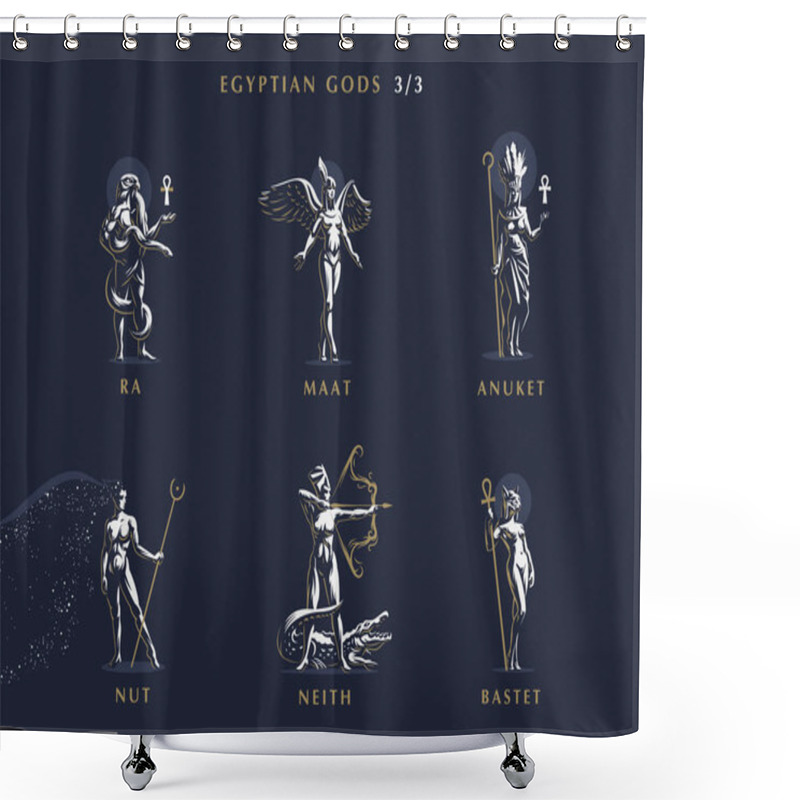 Personality  Egyptian Gods. Set  Of Vector Emblems. Shower Curtains