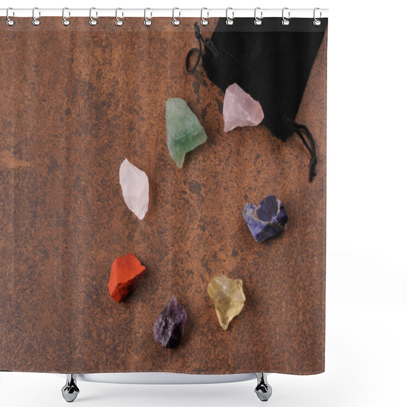 Personality  Set Of Seven Healing Chakra Mineral Stones For Crystal Healing. Chakra Crystals. Pouch Of Colourful Stones For Activating The Resonance Between The Stone And Your Chakras. Shower Curtains