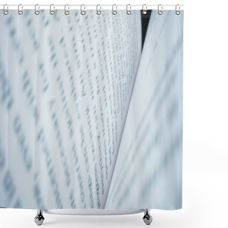 Personality  Detailed View Open Book With Text. Macro View White Pages Of Book Shower Curtains