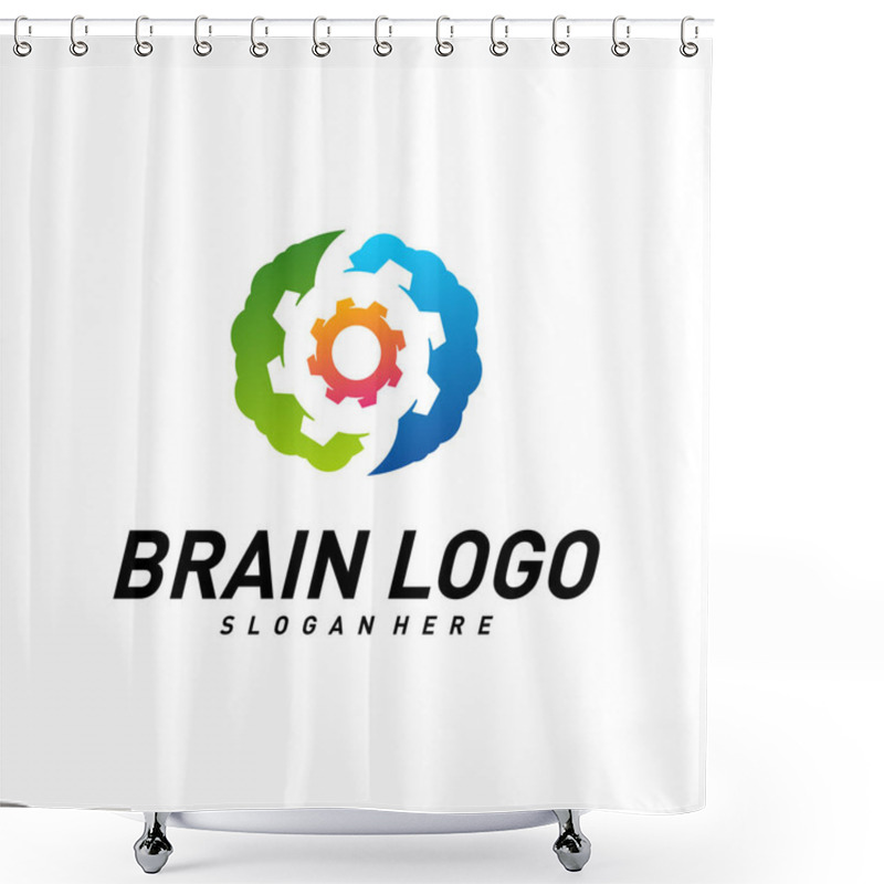 Personality  Brain With Gear, Creative Mind With Mechanic, Learning And Design Icons. People Symbols. Colorful Icon Shower Curtains