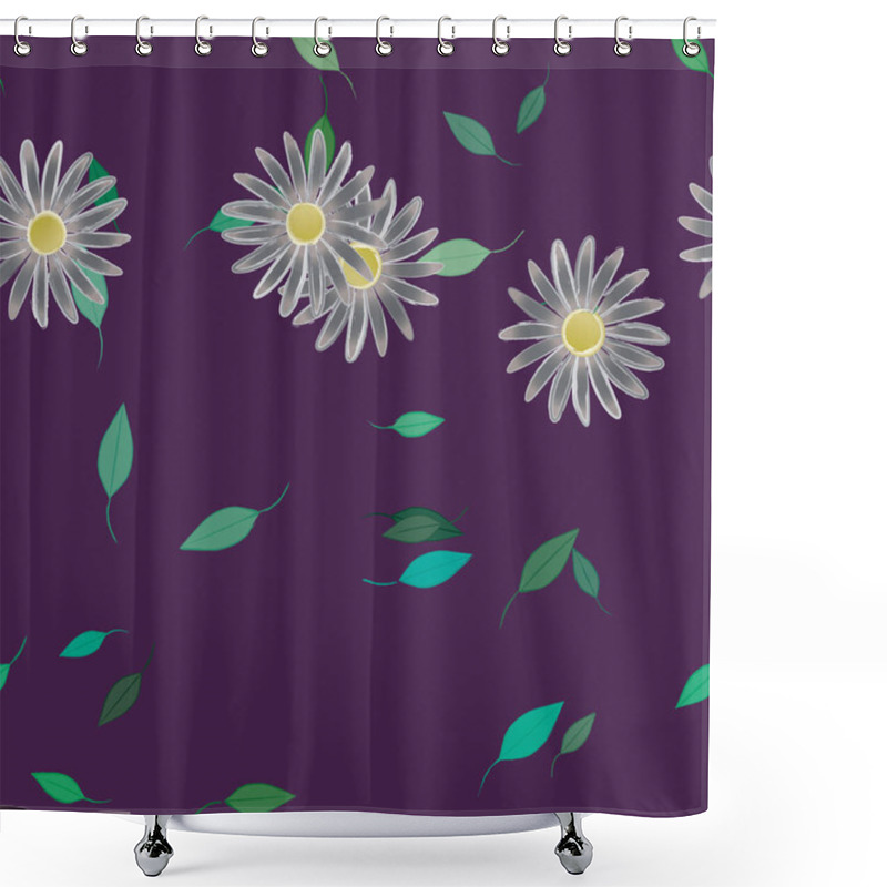 Personality  Vector Illustration Of Flowers With Leaves, Seamless Background Shower Curtains