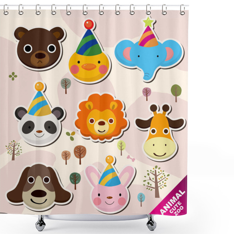 Personality  Cartoon Animal Head Icons Shower Curtains