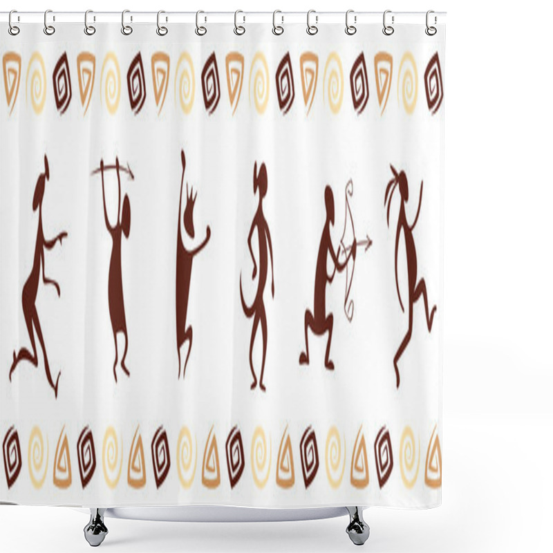 Personality  Pattern With Funny Cave Paintings Shower Curtains