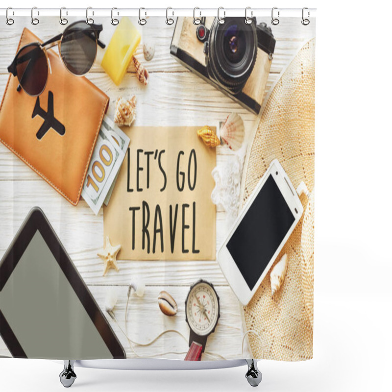 Personality  Let's Go Travel Text Sign Shower Curtains