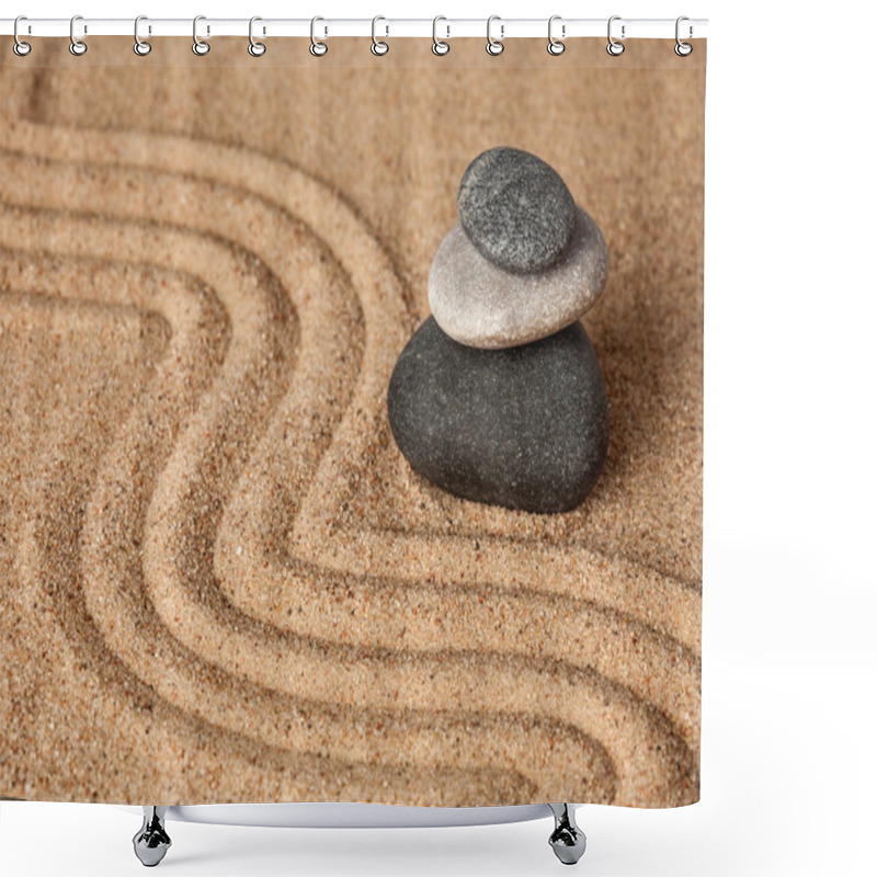 Personality  Japanese Zen Stone Garden Shower Curtains